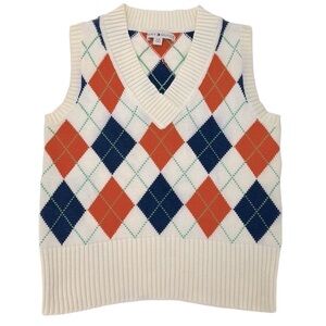 Vintage Tommy Hilfiger Argyle Sweater Vest Size Large V Neckline Preppy